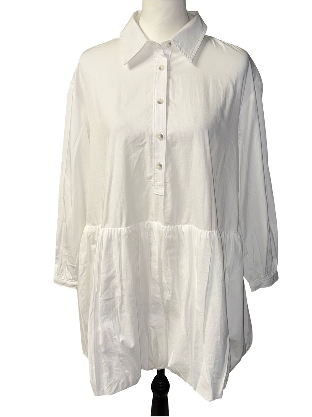 Maeve by Anthropologie Bubble-Hem Shirt Dress women’s Small Petite White NWT New